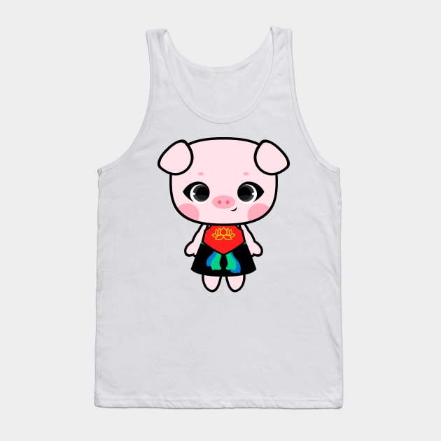 Cute Little Piggy in Yem and Black Skirt Tank Top by alien3287